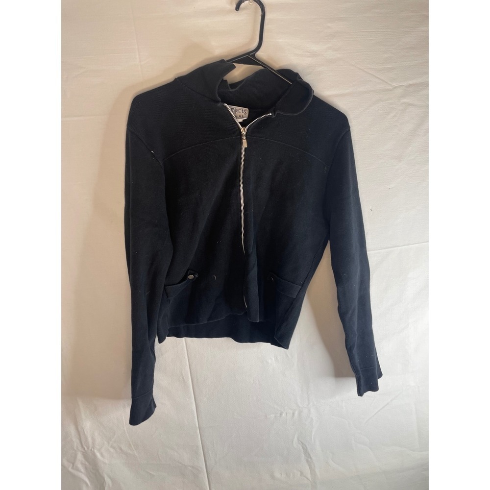 y2k Objects DArt Black Ribbed Full Zip Cotton Sweater Made in USA Medium